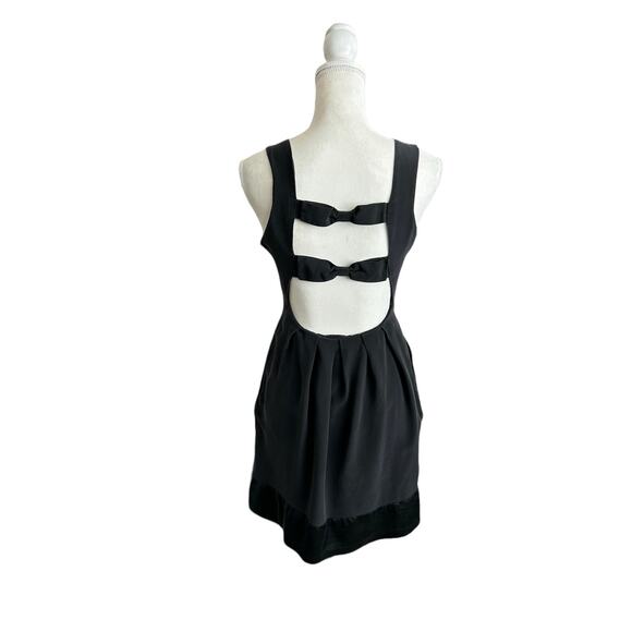 Walter Baker Silk Black Midi Dress Open Back Bow Detail Cocktail Party Size 0 XS - Picture 4 of 15